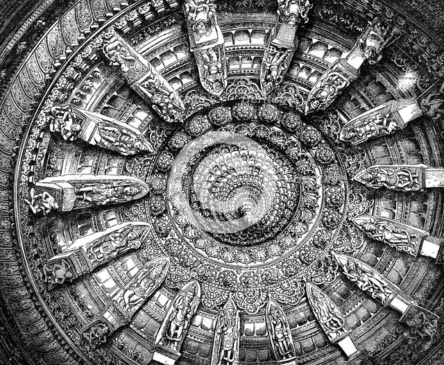 The ceiling of a Jaina sanctuary in Mount Abu, Rajasthan, India, 1895. Artist: Unknown