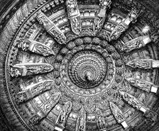 The ceiling of a Jaina sanctuary in Mount Abu, Rajasthan, India, 1895