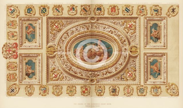 The ceiling of the Aldermen's Court Room, Guildhall, City of London, 18th century (1886). Artist: Unknown