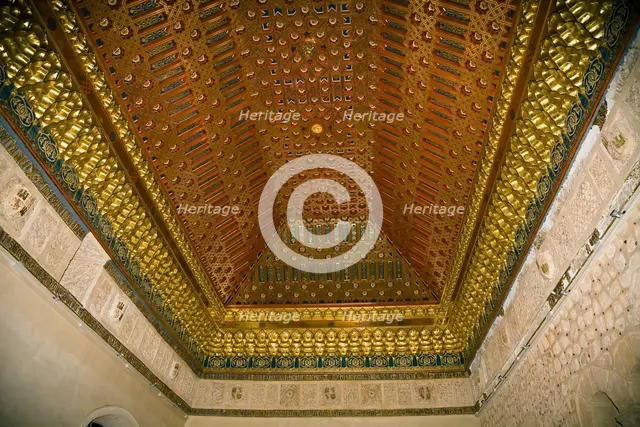 The ceiling of the Galley Chamber (Sala de la Galera) in the Alcazar of Segovia, Spain, 2007. Creator: Samuel Magal.