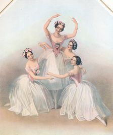 The Celebrated Pas De Quatre: composed by Jules Perrot c1850. Creator: TH Maguire