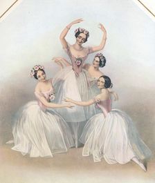 The Celebrated Pas De Quatre: composed by Jules Perrot c1850. Creator: TH Maguire