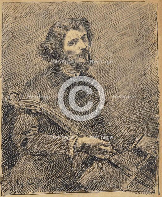 The Cellist, Self-portrait, c1847. Creator: Courbet, Gustave (1819-1877).