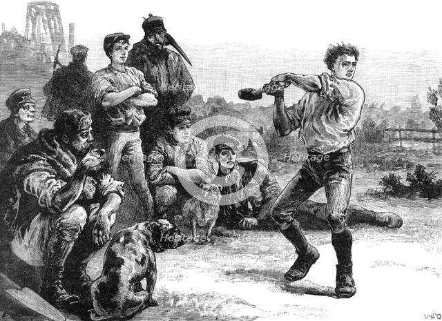 The Century of George Stephenson, Father of Railways: George Stephenson throwing the hammer, 1881. Creator: Unknown.