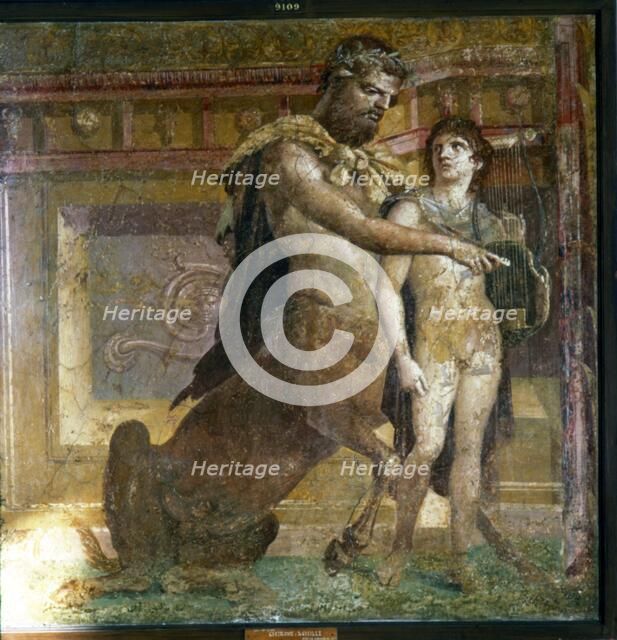 The Centaur 'Cheiron' teaching Achilles, Roman wall-painting from Herculaneum, c1st century. Artist: Unknown.