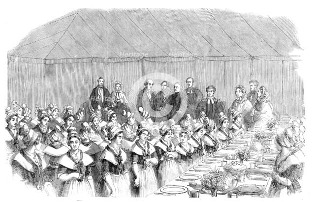 The Centenary Fete of the Asylum for Female Orphans - the Archbishop of Canterbury Saying Grace,1858 Creator: Unknown.