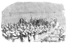 The Centenary Fete of the Asylum for Female Orphans - the Archbishop of Canterbury Saying Grace,1858 Creator: Unknown