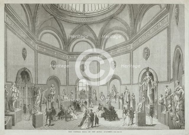 The Central Hall of the Royal Academy, 10 July 1869. Creator: Unknown.