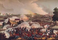 The Centre of the British Army in Action at the Battle of Waterloo 19th century (1909). Artist: Thomas Sutherland