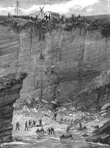 The Cession of Heligoland to Germany - Blue Jackets removing a Battery of British Guns, 1890. Creator: Unknown