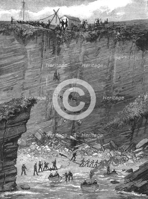 'The Cession of Heligoland to Germany - Blue Jackets removing a Battery of British Guns, 1890. Creator: Unknown.