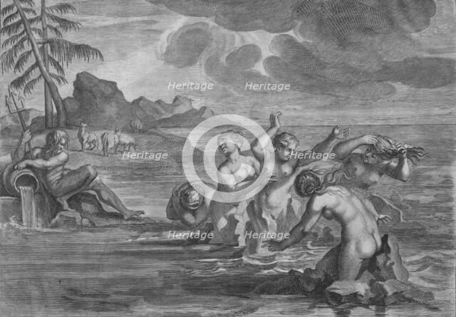 'The Cerastae changed into Bulls, & the Propoetides into Rocks', c1683.  Creator: Martin Bouche.