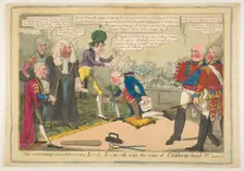 The Ceremony of Investiture of My L**d S**m**th with the Order of Cabbage-hood, ca. June 1819. Creator: JL Marks
