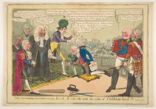The Ceremony of Investiture of My L**d S**m**th with the Order of Cabbage-hood, ca. June 1819. Creator: JL Marks
