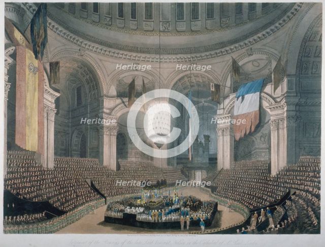 The ceremony of Lord Nelson's burial at St Paul's Cathedral, City of London, 1806. Artist: FC Lewis