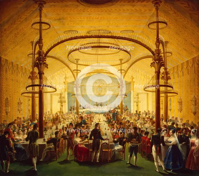 The Ceremonial Dinner in Honour of the Moscow Governor-General Prince Dmitry Golitsyn, 1835. Creator: Anon.