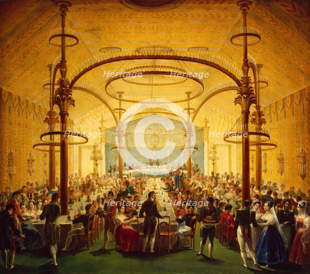 The Ceremonial Dinner in Honour of the Moscow Governor-General Prince Dmitry Golitsyn, 1835. Creator: Anon.