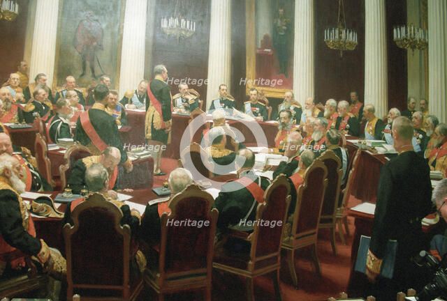 The ceremonial session of the State Council of Imperial Russia on May 7, 1901, 1903. Artist: Kulikov, Ivan Semyonovich (1875-1941)