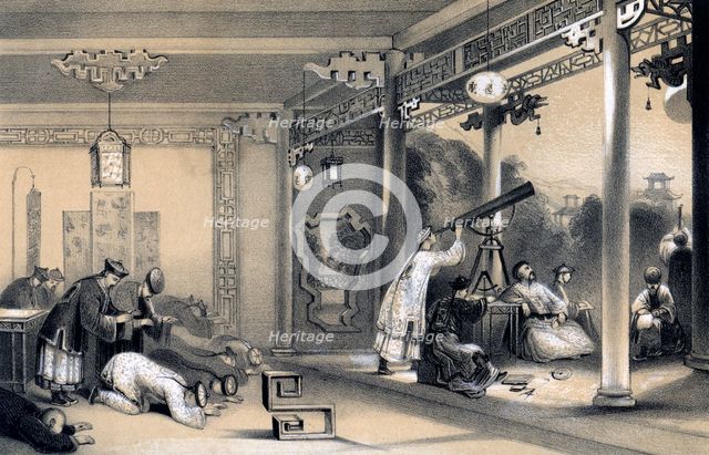 'The ceremonies observed in every province and city of China, on the occasion of an eclipse', 1847.Artist: JW Giles