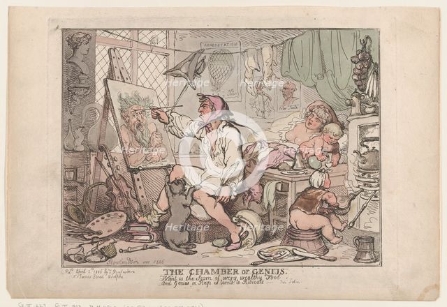 The Chamber of Genius, April 2, 1806., April 2, 1806. Creator: Thomas Rowlandson.