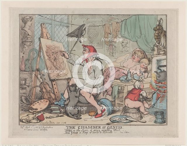 The Chamber of Genius, April 2, 1812., April 2, 1812. Creator: Thomas Rowlandson.