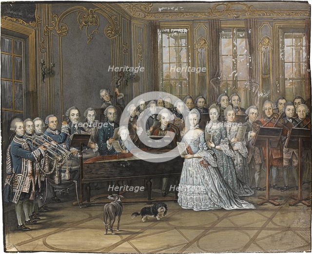 The chamber musicians in the Mecklenburg-Schwerin court chapel at Ludwigslust in 1770, 1770. Artist: Abel, Leopold August (1717-1794)