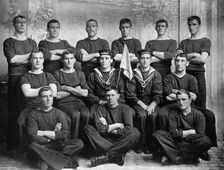 The champion duty boat crew of HMS Hawke 1896. Artist: R Ellis