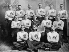 The champion stokers cutter crew of HMS Hawke 1896.Artist: R Ellis