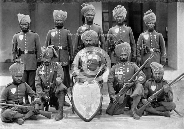 The champion shooting team of the 26th Punjab Regiment of Bengal Infantry, 1896. Artist: T Winter