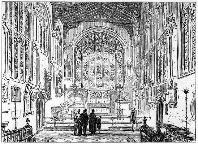 The chancel of Stratford church, Stratford-upon-Avon, Warwickshire, 1885.Artist: Edward Hull