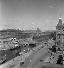 The channel and Central Station, Malmö, Sweden, 1950. Artist: Torkel Lindeberg