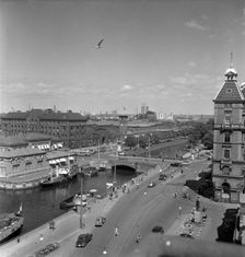 The channel and Central Station, Malmö, Sweden, 1950. Creator: Torkel Lindeberg