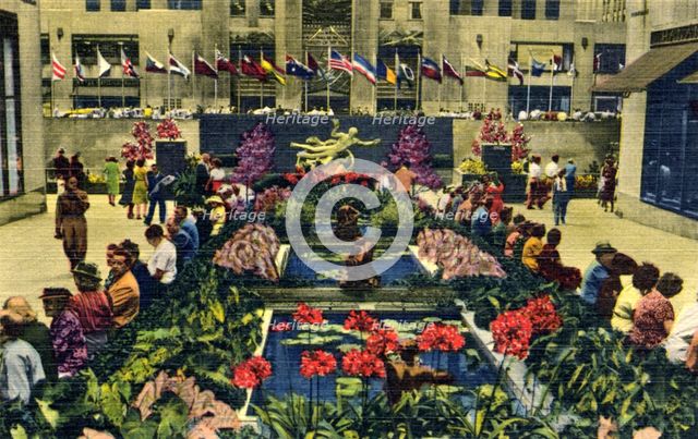 The Channel Gardens, Rockefeller Center, New York, 1951. Artist: Unknown