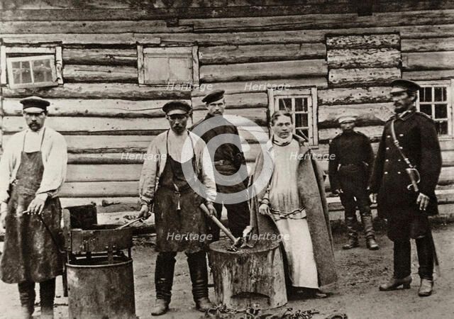 The chaining of Son'ka the Golden Hand, Sakhalin, Russia, 1890. Artist: Anton Chekhov