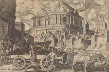 The Chaldeans Carrying Away the Pillars of the Temple of Jerusalem, from The Disasters of ..., 1569. Creator: Philip Galle