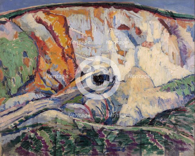 The chalk cliff, 1918. Creator: Frederick James Porter.