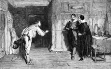 "The Challenge: A Puritan’s Struggle between Honour and Conscience", by W. G. Orchardson..., 1864. Creator: W Thomas