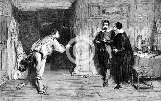 "The Challenge: A Puritan’s Struggle between Honour and Conscience", by W. G. Orchardson..., 1864. Creator: W Thomas.