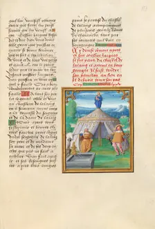 The Challenge at the Fountain of Tears; Livre des faits de Jacques de Lalaing, about 1530. Creators: Master of the Getty Lalaing, Simon Bening