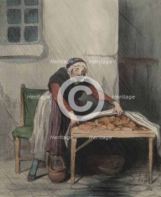 The Chapter of Interpretations, plate 8: Each burn fears cold water, 1843. Creator: Honoré Daumier (French, 1808-1879); Aubert.
