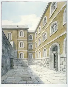 The chapel yard in Newgate Prison, Old Bailey, Newgate Prison, Old Bailey, City of London, 1840. Artist: Frederick Nash