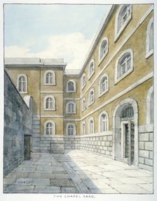 The chapel yard in Newgate Prison, Old Bailey, Newgate Prison, Old Bailey, City of London, 1840. Artist: Frederick Nash
