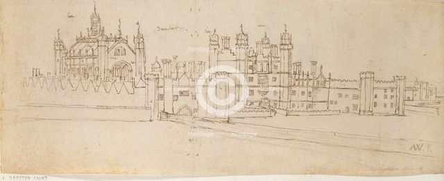 The Chapel and Gatehouse of Hampton Court Palace, c1550-1560. Artist: Anthonis van den Wyngaerde.