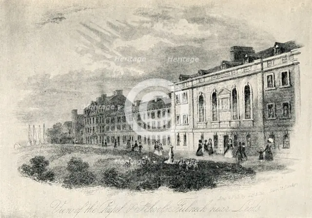 'The Chapel and Schools, Fulneck near Leeds', 19th century, (1947). Creator: Unknown.