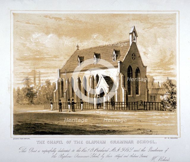 'The Chapel of the Clapham Grammar School', London, c1850. Artist: Anon