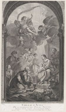 The Chapel of the Enfants-Trouvés in Paris: Les Rois mages Gaspard et Melchior adorant l'E..., 1752. Creator: Etienne Fessard