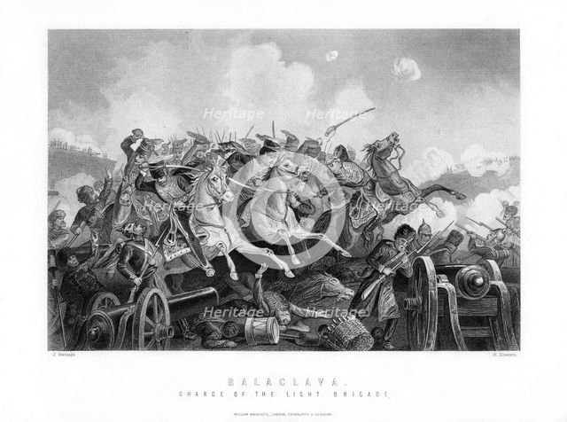 The Charge of the Light Brigade, Battle of Balaclava, Crimean War, October 25, 1854, (1893).Artist: R Dawson