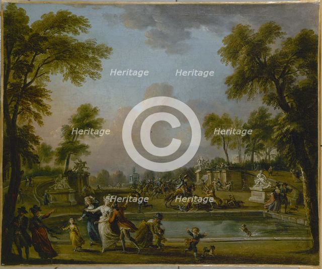 The Charge of Prince of Lambesc in the Tuileries Gardens, July 12, 1789, c1789. Creator: Jean-Baptiste Lallemand.
