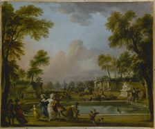The Charge of Prince of Lambesc in the Tuileries Gardens, July 12, 1789, c1789. Creator: Jean-Baptiste Lallemand