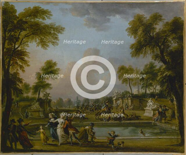 The Charge of Prince of Lambesc in the Tuileries Gardens, July 12, 1789, c1789. Creator: Jean-Baptiste Lallemand.